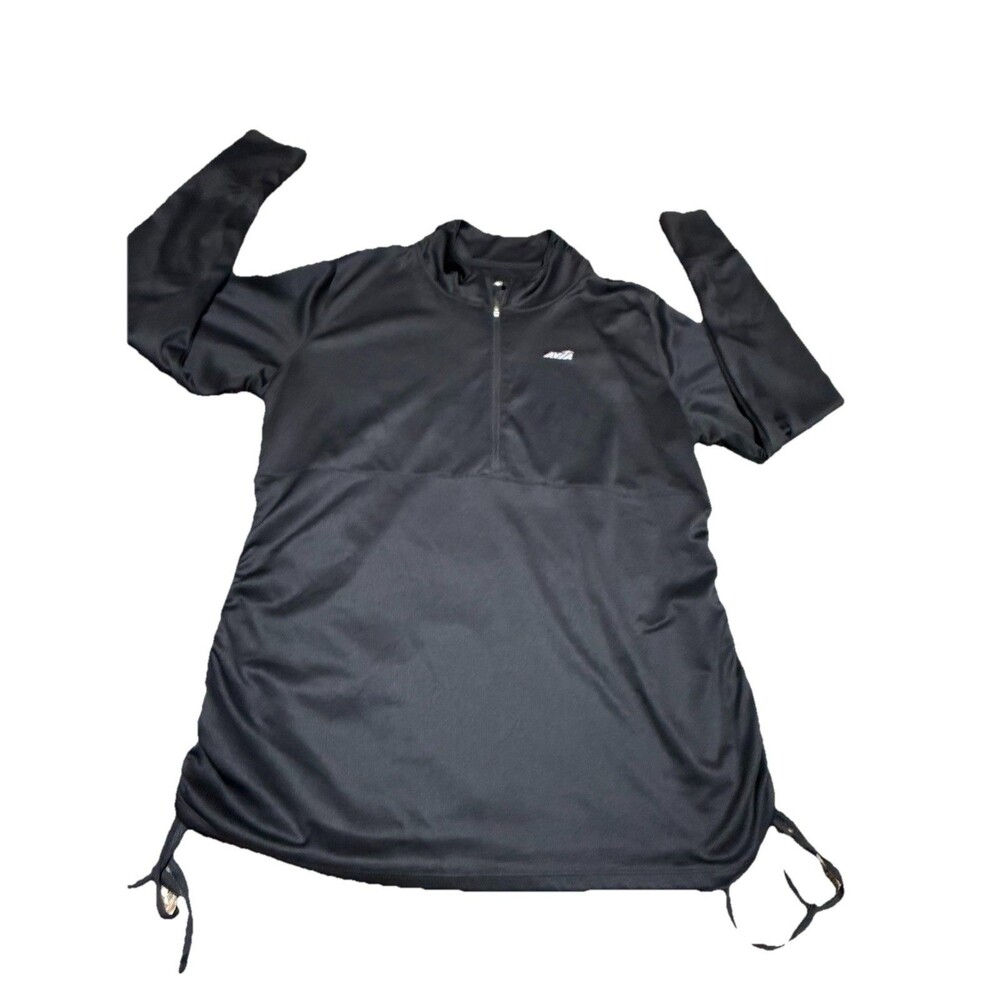 Avia women’s performance quarter zip pullover  with ruched sides and thumb holes
